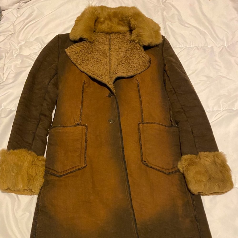 Stylish Winter coat fur accent made in Italy Small